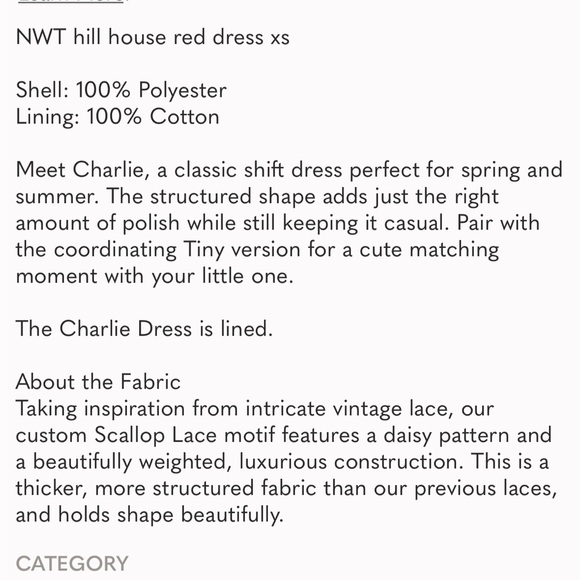 Hill House The Scallop Lace Charlie Dress Red XS NWT - Picture 7 of 12